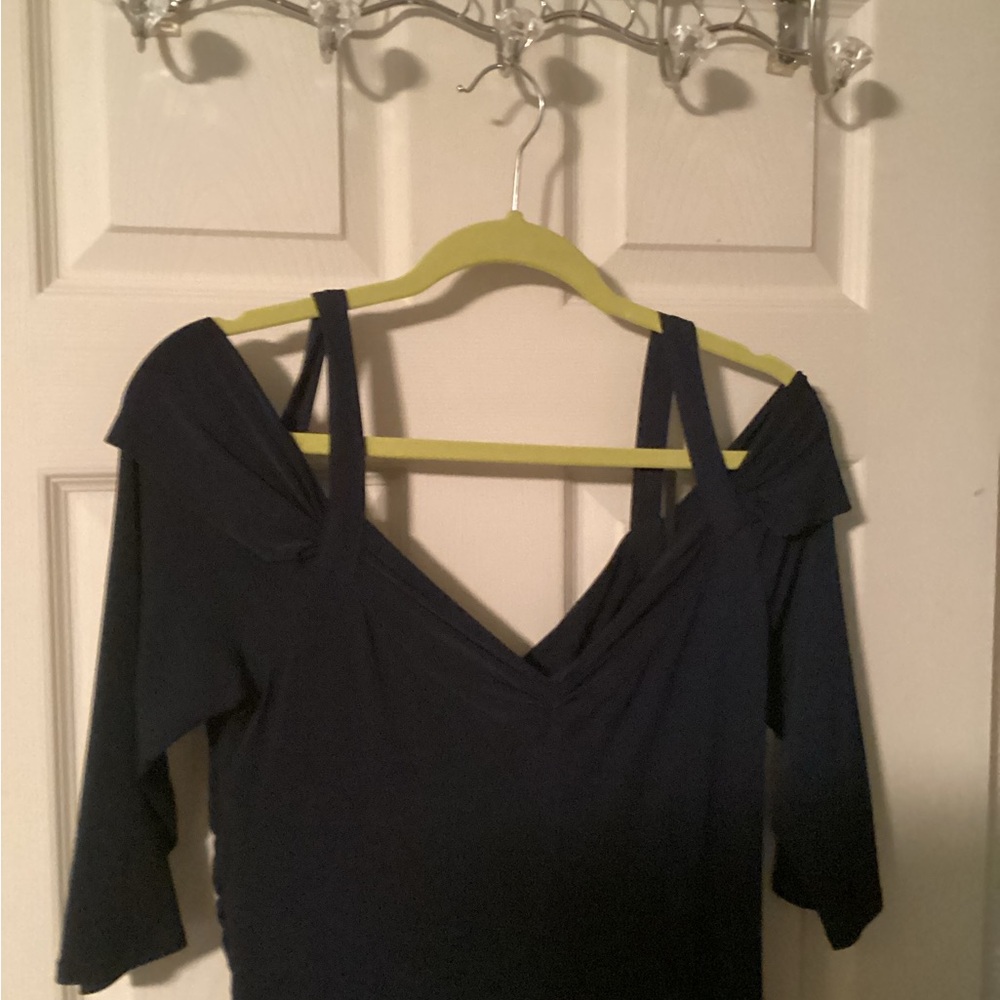 Elegant Navy Off-Shoulder Long Dress